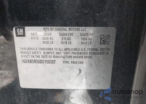 2013 Cadillac Ats Luxury из США, поврежденный, VIN 1G6AB5R39D0150397